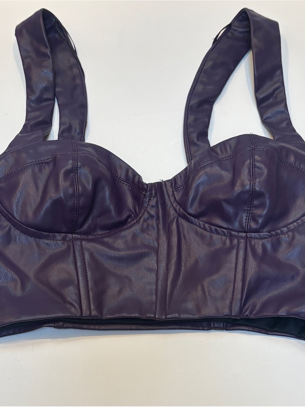 Zara Plum Faux Leather Bustier Bralette